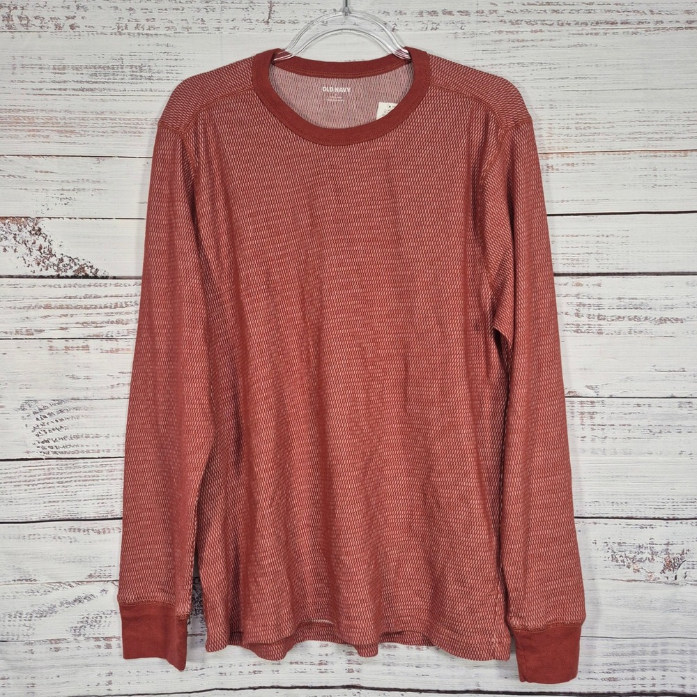 Old Navy Mens Soft-Washed Long Sleeve Thermal Shirt Rust Orange Large 840318-011